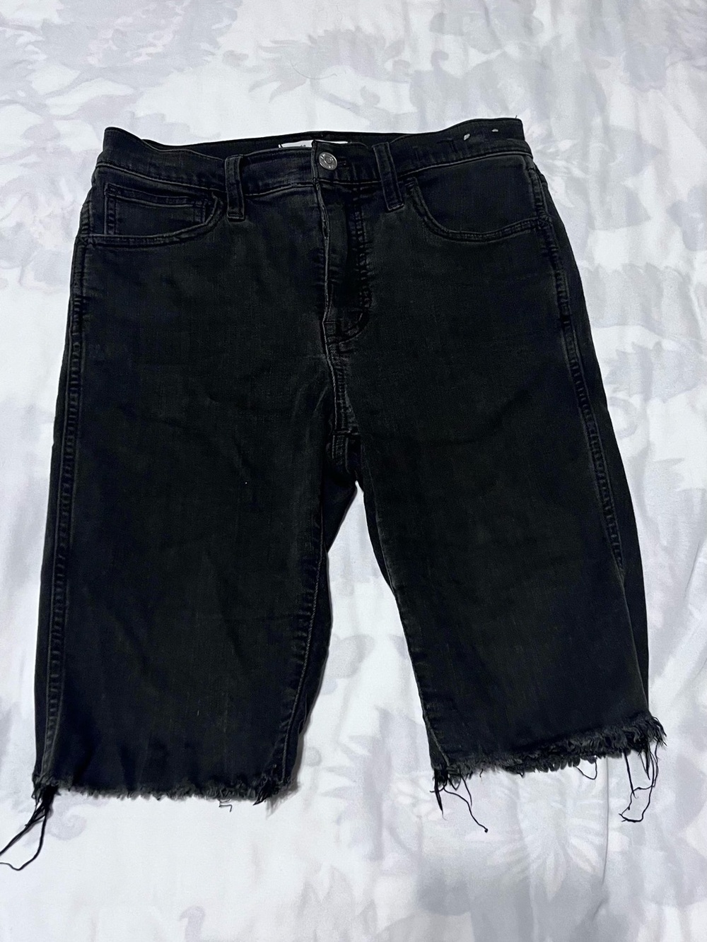 Madewell Black Denim Shorts with Branded Waist Label